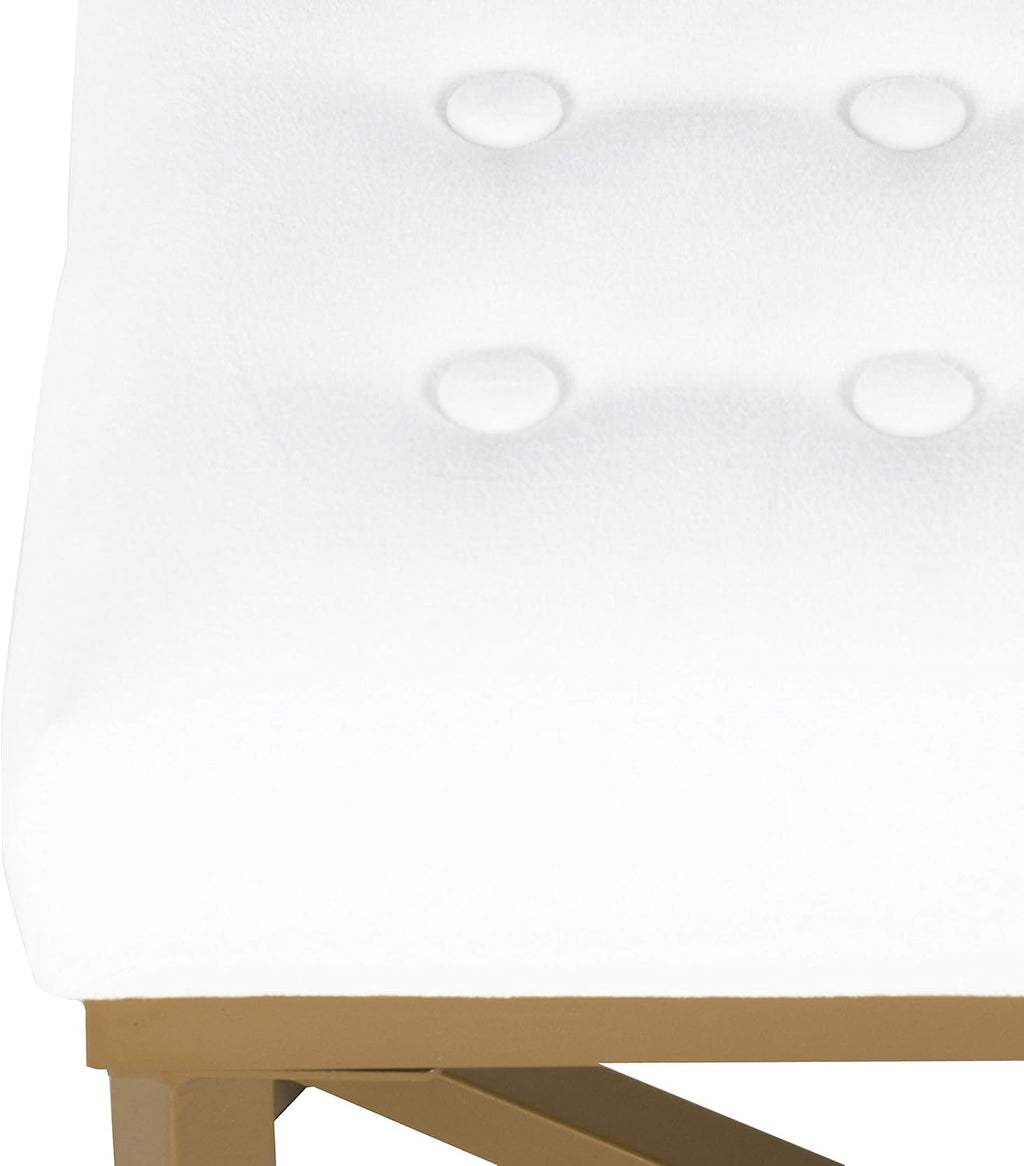 Homepop Home Decor | Upholstered Tufted Velvet Ottoman Bench | Ottoman Bench for Living Room & Bedroom, White