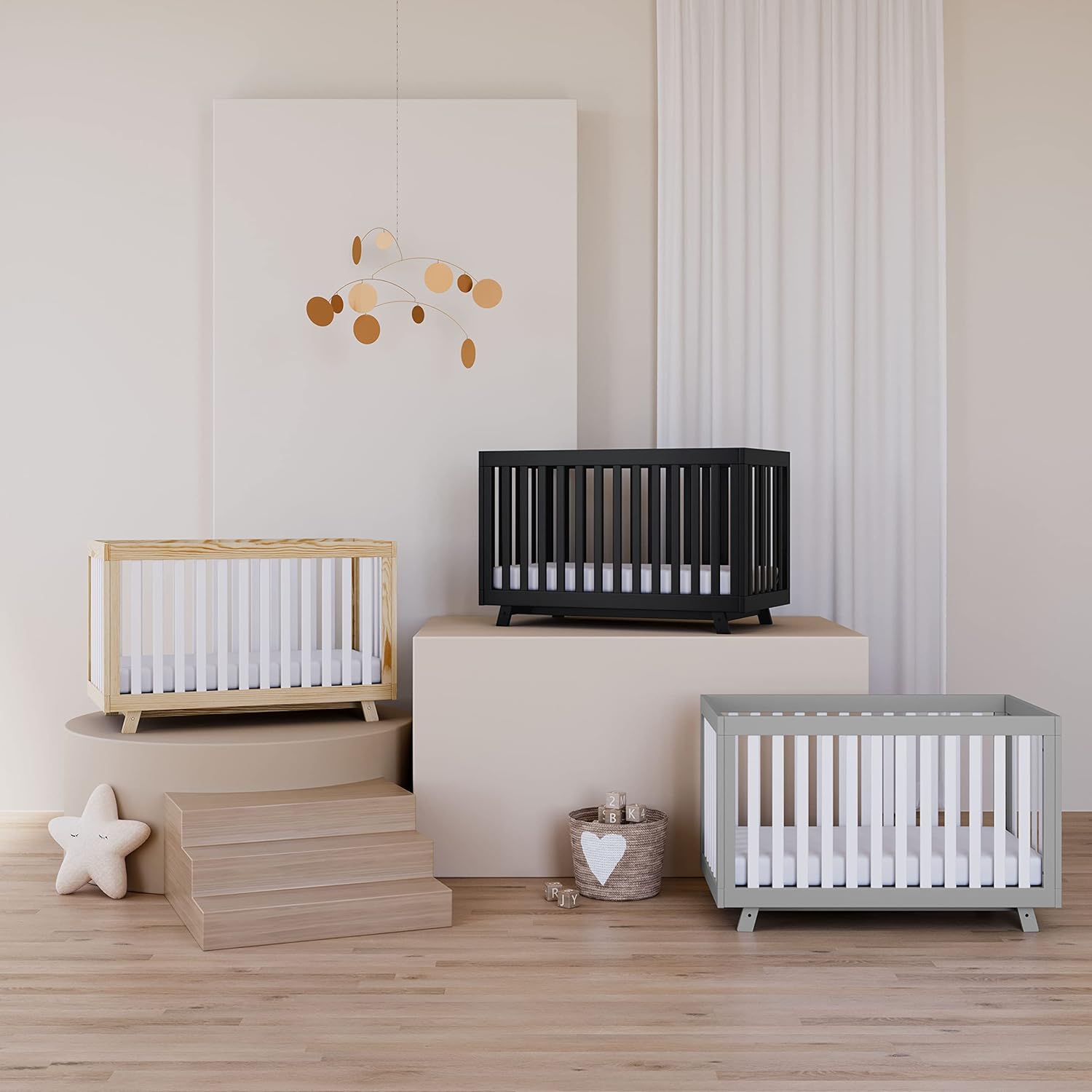 Storkcraft Beckett 3-in-1 Convertible Crib – GREENGUARD Gold Certified, Fits Standard Crib Mattress, Converts to Toddler Bed and Daybed, 4 Mattress Heights, Grow-with-Me Design (Driftwood)