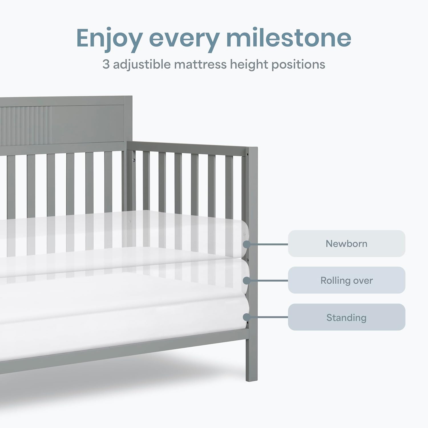 Dream On Me Ivy 5-in-1 Convertible Full-Size Baby Crib in Seagrass, GreenGuard Gold & JPMA Certified, 3 Mattress Heights, Converts to Toddler, Day & Full-Size Bed, Safe & Stylish Nursery