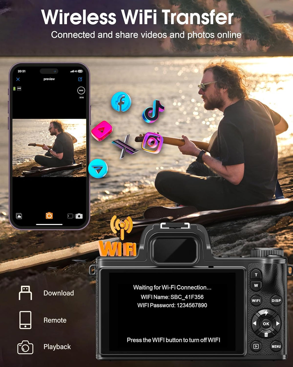 True 5K Digital Camera - 80MP WiFi Cameras for Photography - UHD Autofocus Vlogging Camera for YouTube 18X Zoom - One-Touch Macro Video Camara for Beginner with 4.0" Touch Screen, 32GB Card, Battery