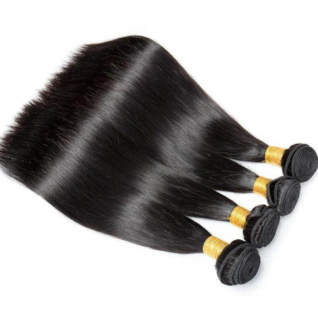 Straight Bundles Human Hair 20 22 24 26 Inch 100% Unprocessed Brazilian Virgin Hair 4 Bundles Hair Extension for Black Women Natural Color