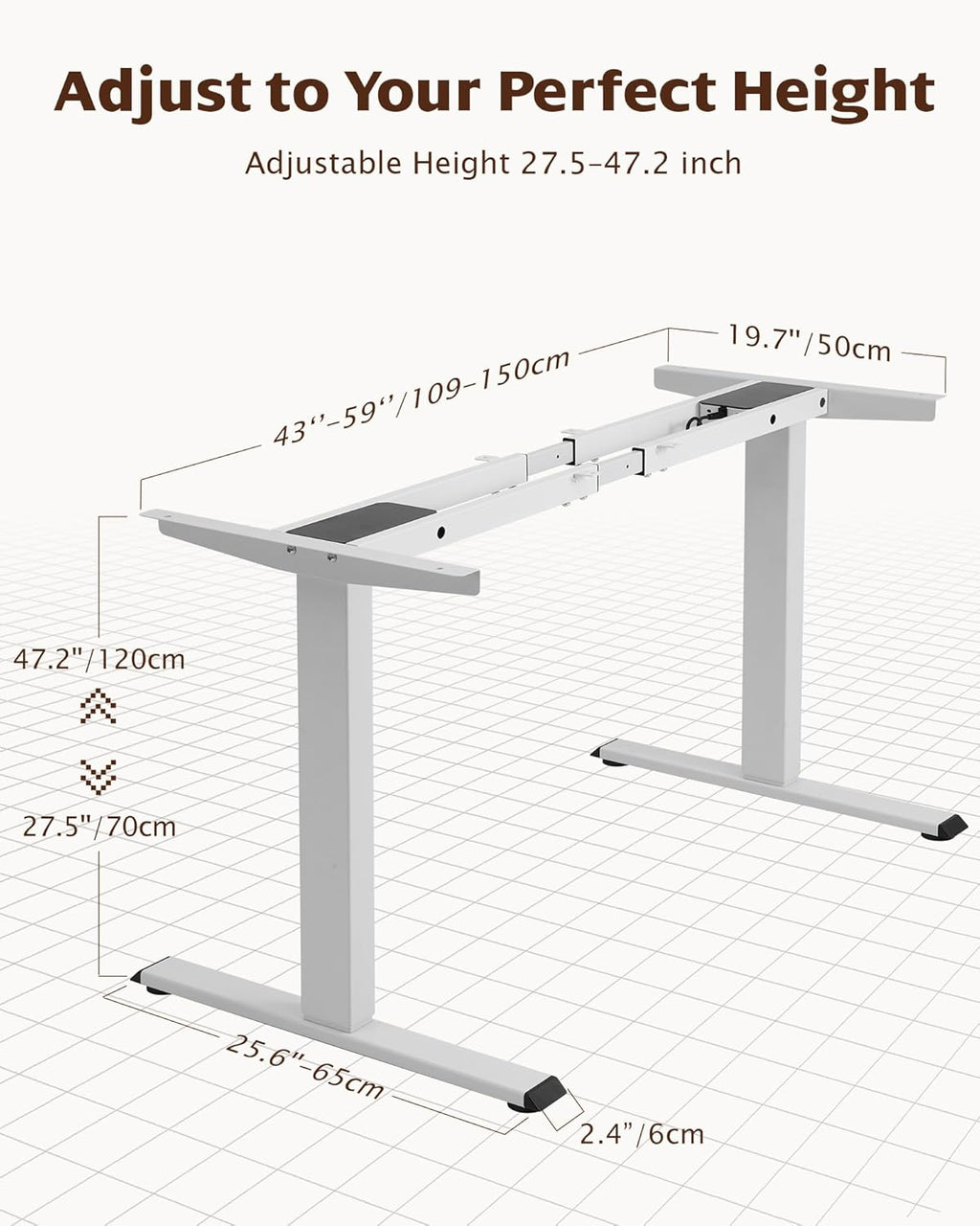 TOPSKY Dual Motor Electric Standing Desk Frame, Height Adjustable Sit Stand Base for Home Office, Fits Table Tops up to 70.8 x 31.5 Inch, 225 lb Capacity (White, Without Stand)