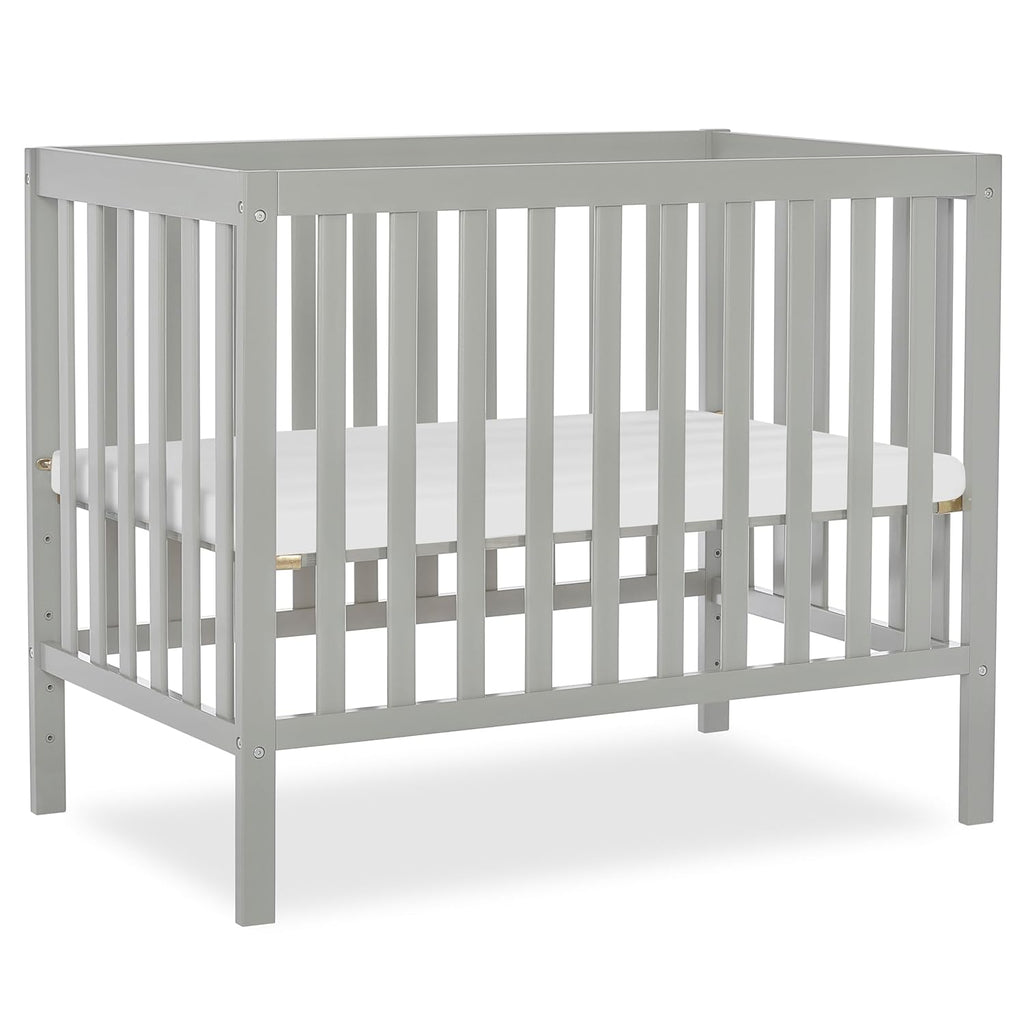 Dream On Me Edgewood 4-in-1 Convertible Mini Baby Crib in Cool Grey GreenGuard Gold & BSA, Non-Toxic, Compact 40×25×33″ Design, Converts to Mini Daybed & Twin Bed (Rails to Buy) 1″ Mattress Pad