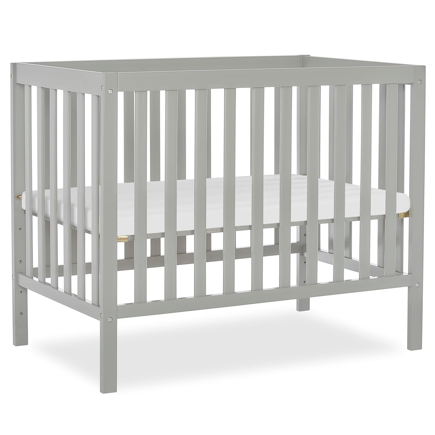 Dream On Me Edgewood 4-in-1 Convertible Mini Baby Crib in Cool Grey GreenGuard Gold & BSA, Non-Toxic, Compact 40×25×33″ Design, Converts to Mini Daybed & Twin Bed (Rails to Buy) 1″ Mattress Pad