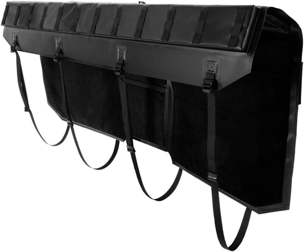 KUAT HUK 61" Curved Durable Soft-Touch TPU Padded Pickup Truck Tailgate Bike Hauling Transportation Easy-Access Protective Pad w/Nylon Straps, Metal G-Hook Buckles & Roll-Up Window, Black