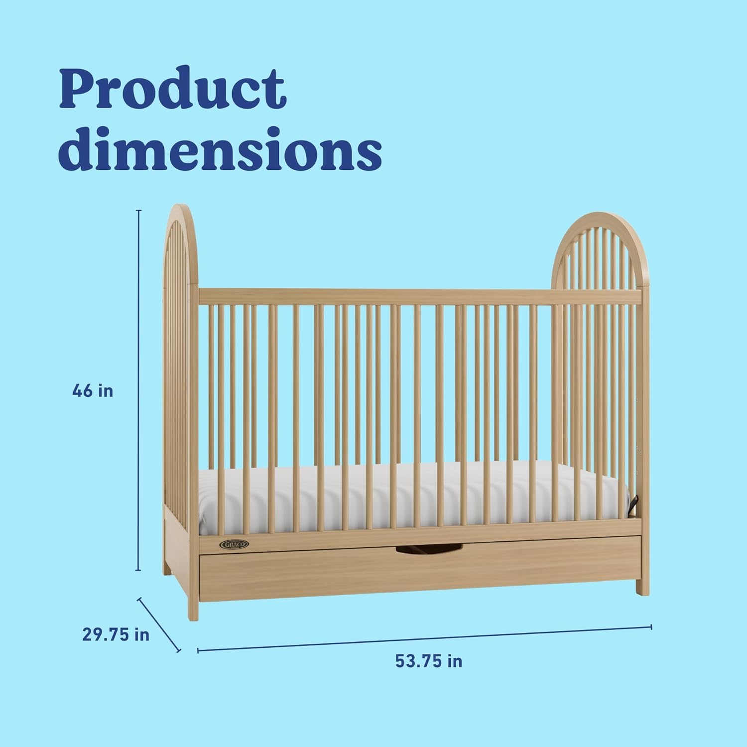 Graco Olivia 3-in-1 Convertible Crib with Drawer – Converts from Baby Crib to Toddler Bed and Daybed, GREENGUARD Gold Certified, Baby Safety Alliance Verified, Easy Assembly (Driftwood)