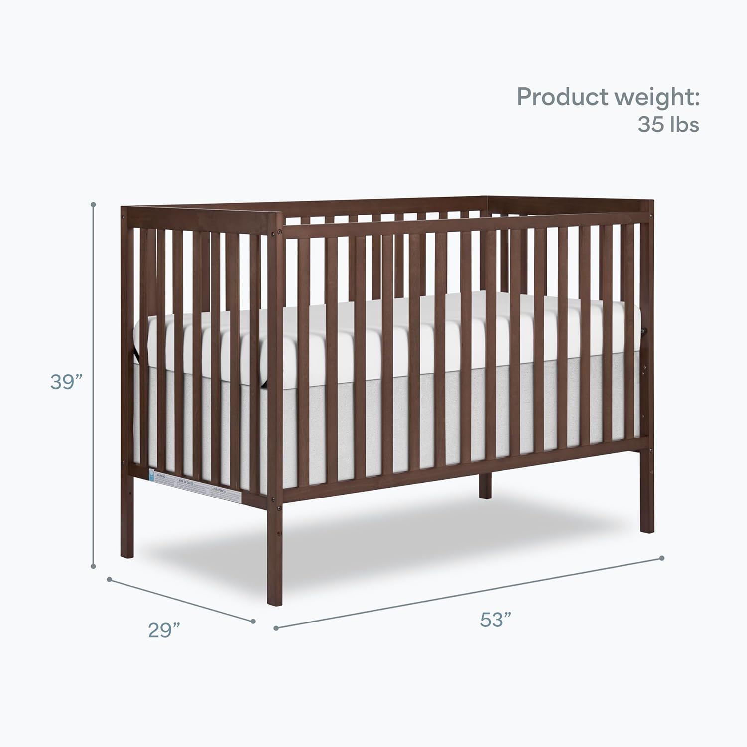Dream On Me Synergy 5 in 1 Convertible Crib in Smokey Oak, Greenguard Gold and JPMA Certified, Converts from A Baby Crib to A Toddler Bed, A Daybed and Full-Size Bed