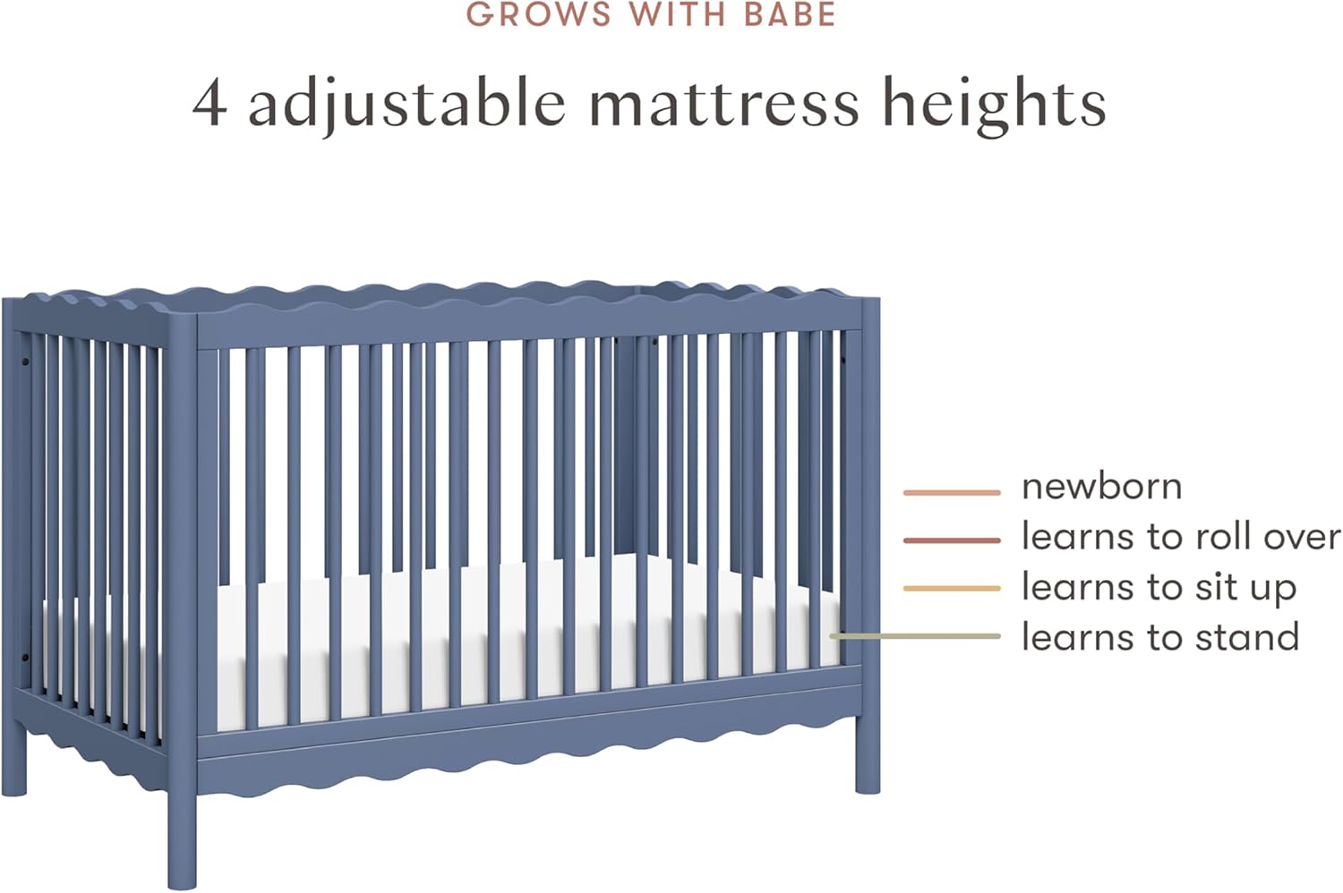 Babyletto Swell 4-in-1 Convertible Crib with Toddler Bed Conversion Kit in Cove Blue, Greenguard Gold Certified, Made of 100% Solid Wood