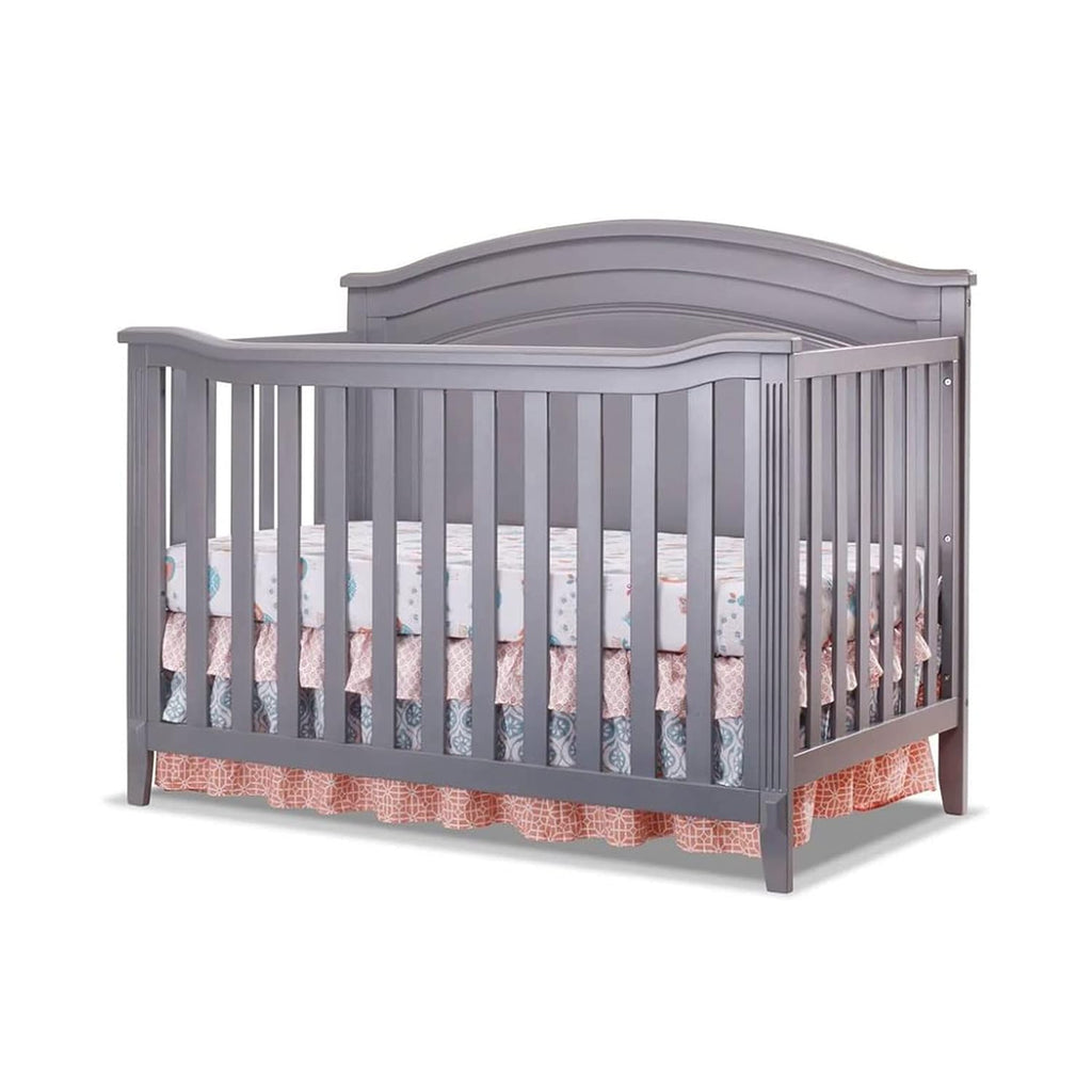 Sorelle Furniture Berkley Round Top Crib, Classic 4-in-1 Convertible Crib, Made of Wood, Non-Toxic Finish, Wooden Baby Bed, Toddler Bed, Child's Daybed and Full-Size Bed, Nursery Furniture-Gray