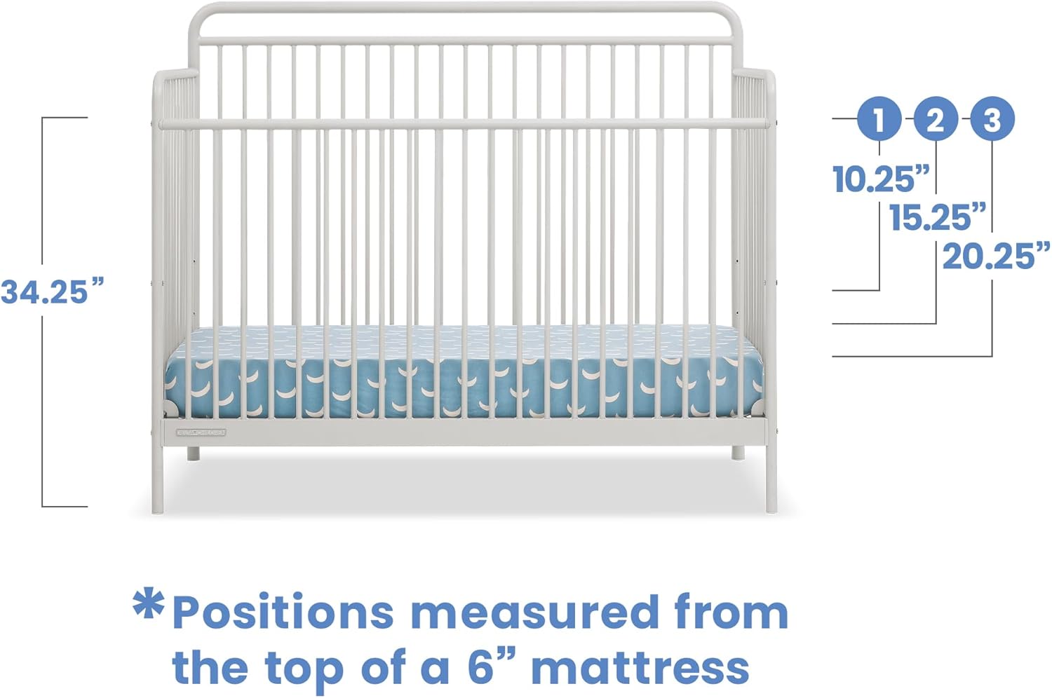 Delta Children Hayden 5-in-1 Convertible Metal Crib, Warm Gray