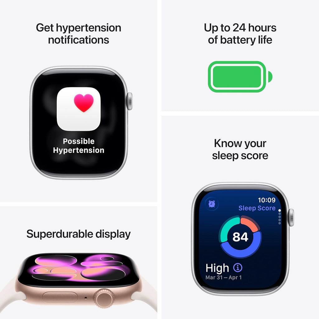 Apple Watch Series 11 GPS 46mm Smartwatch with Space Gray Aluminum Case with Black Sport Band - M/L. Sleep Score, Fitness Tracker, Health Monitoring, Always-On Display, Water Resistant