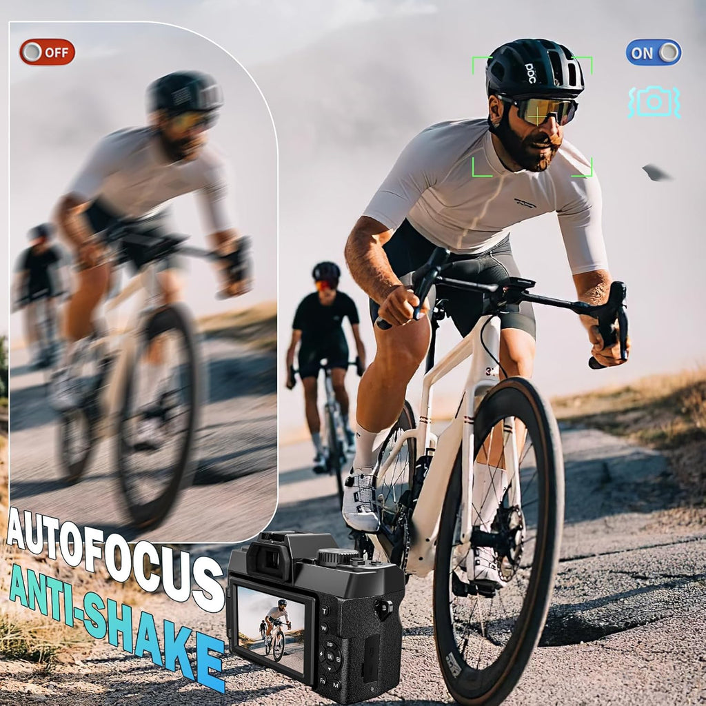 True 5K Digital Cameras for Photography 64MP - 16X Zoom, WiFi, with 64GB TF Card, Wide-Angle & Macro Lens, Autofocus & Anti-Shake, Vlogging Camera for YouTube Travel (Black)