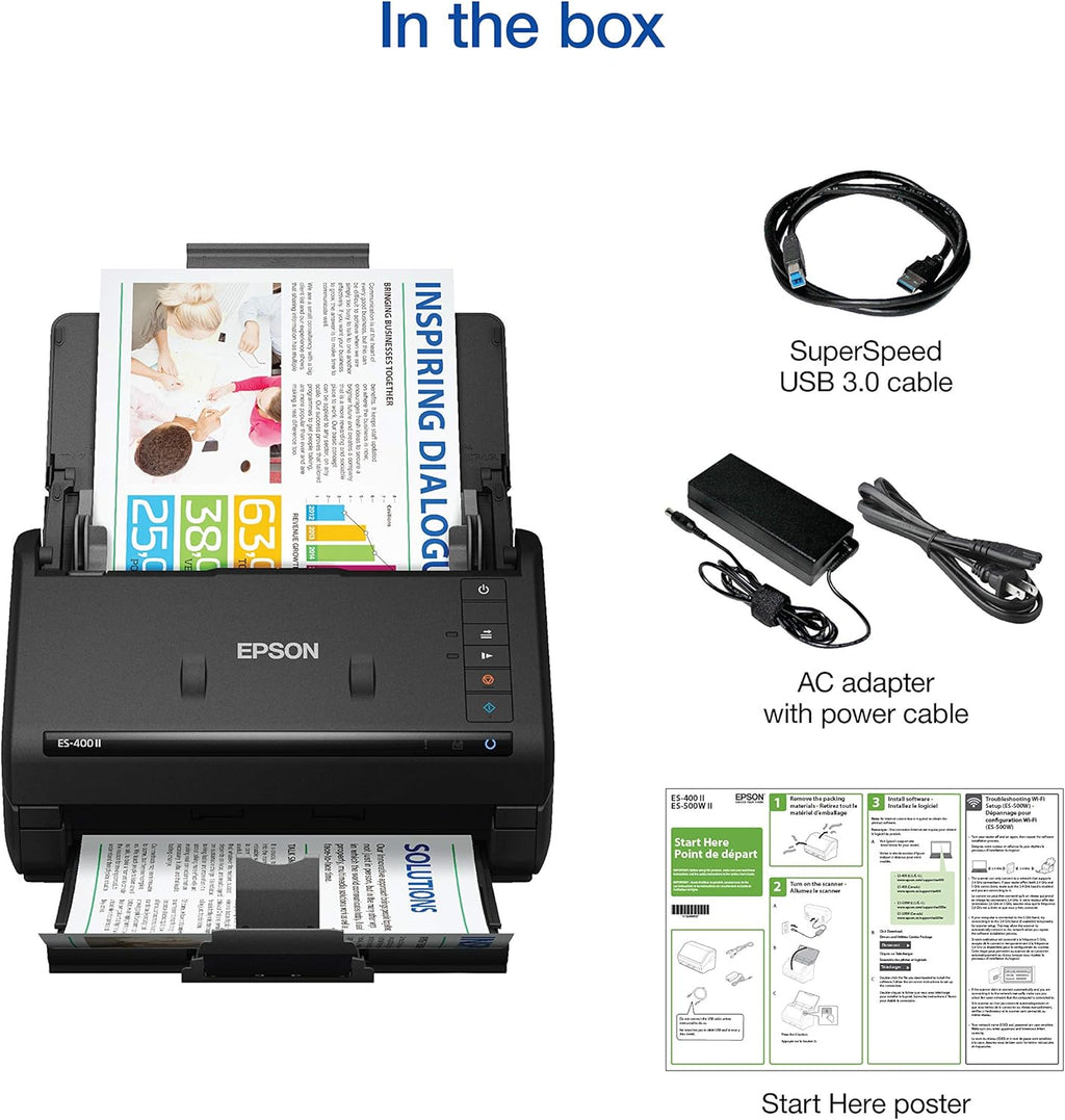 Epson Workforce ES-400 II Color Duplex Desktop Document Scanner for PC and Mac, with Auto Document Feeder (ADF) (Renewed)