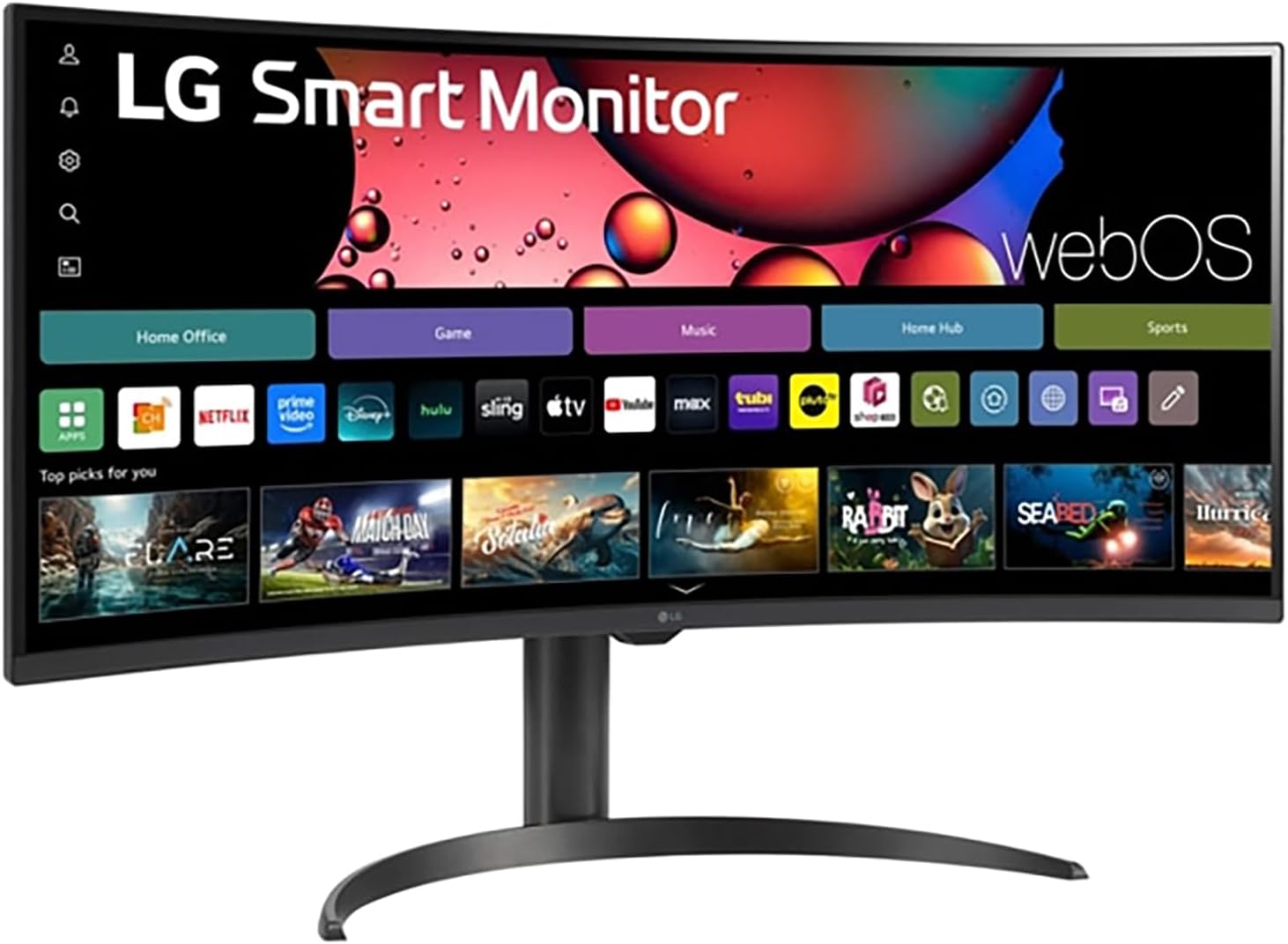 LG 34" Curved UltraWide WQHD(3440x1440) Smart Monitor with HDR10 99% sRGB, 100Hz, Magic Remote, AirPlay 2 & Adjustable Stand, webOS