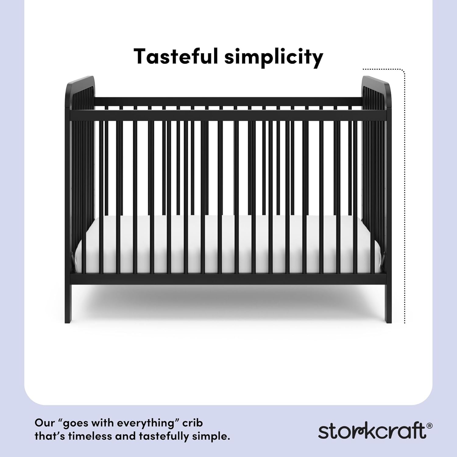 Storkcraft Pasadena 3-in-1 Convertible Crib – GREENGUARD Gold Certified, 100% Solid Wood, Fits Standard Crib Mattress, Converts to Toddler Bed and Daybed, 4 Mattress Heights (Black)