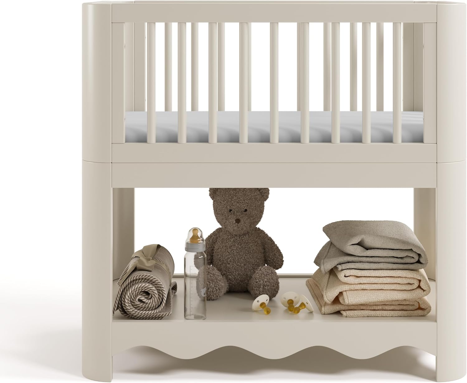 Storkcraft Casablanca 3-in-1 Convertible Bassinet – GREENGUARD Gold Certified Wood Baby Bassinet, Includes Water-Resistant Mattress, Converts to Toy Box and Bookcase (Frosted Oat)