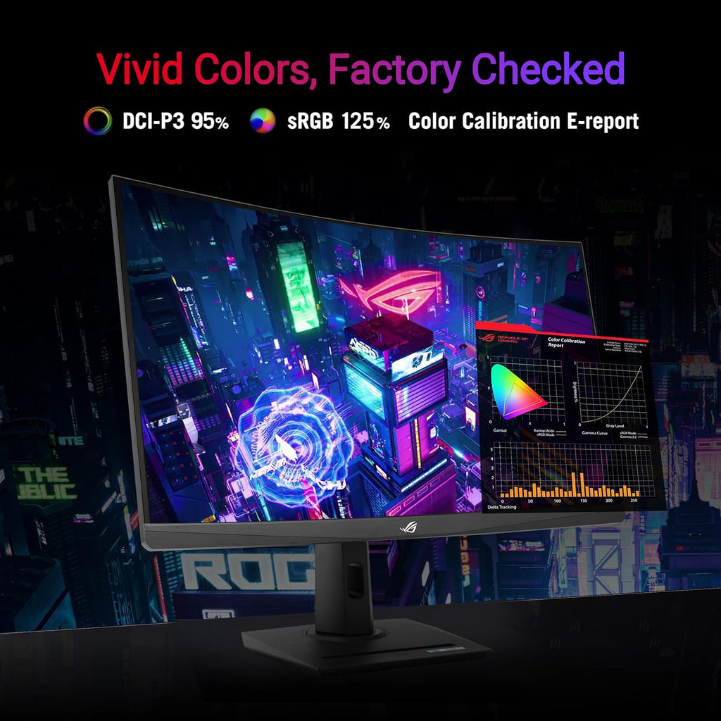 ASUS ROG Strix 32” 1440P USB-C Curved HDR400 Gaming Monitor (XG32WCMS) - QHD (2560x1440), 280Hz, 1ms, Fast VA, Extreme Low Motion Blur Sync, DisplayWidget, Tripod Socket, AI Gaming, 3 yr Warranty