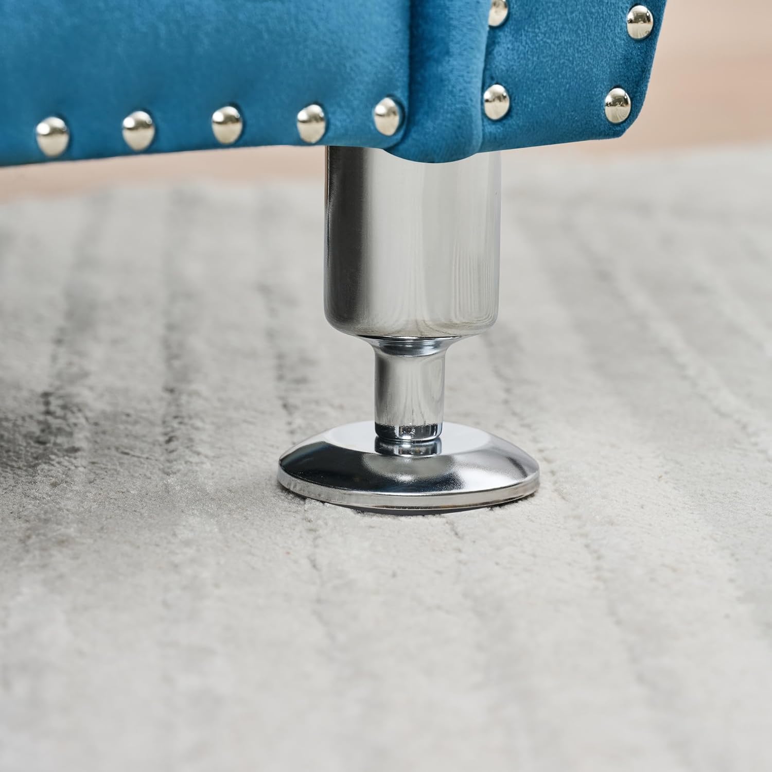 62.2-Inch Soft Velvet Storage Ottoman with Crystal Accents & Cushion, Ideal for Home Decor (Blue)