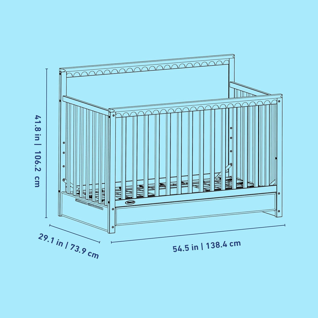 Graco Sasha 5-in-1 Convertible Crib with Drawer – GREENGUARD Gold Certified Wood Crib, Converts to Toddler Bed, Daybed, Full-Size Bed, Stylish Classic Design (Blush)