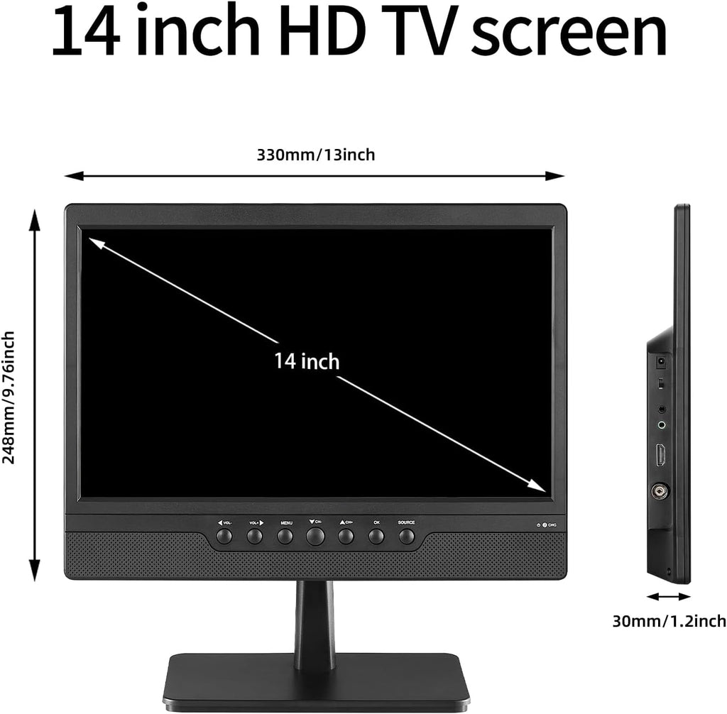 othoig 14inch Small Portable TV with Rechargeable Battery-Digital ATSC Tuner-Antenna-and USB/HDMI/AV Slot in,Car-12 Volt/AC- for Kitchens,RVs and Camping(NO with WiFi/Bluetooth/Satellite)