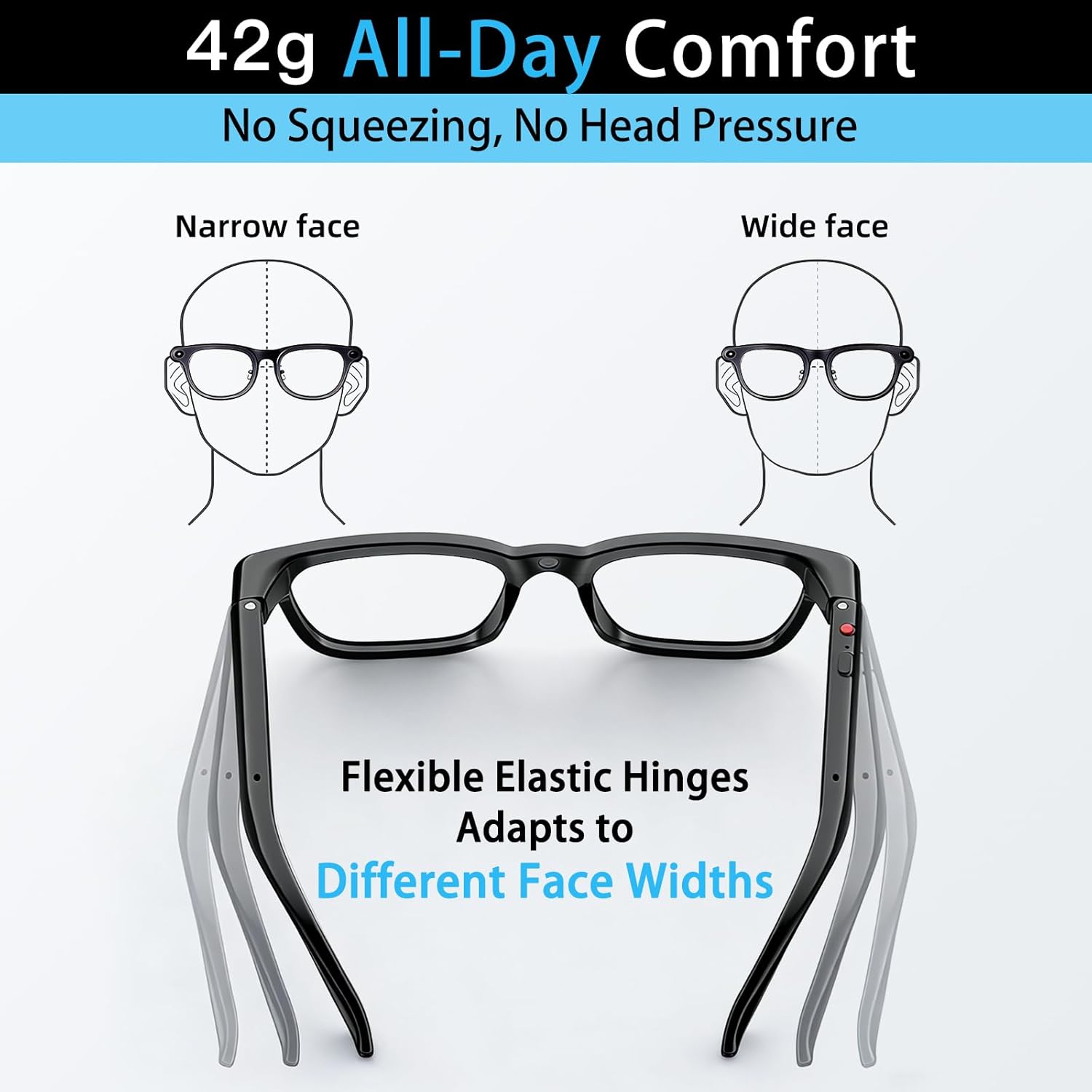 AI Smart Glasses with Camera for Men Women, 4K Video Recording, Real-Time Translation, Photochromic Lenses, Open Ear Bluetooth Audio, POV Camera Glasses for Travel Cycling Driving