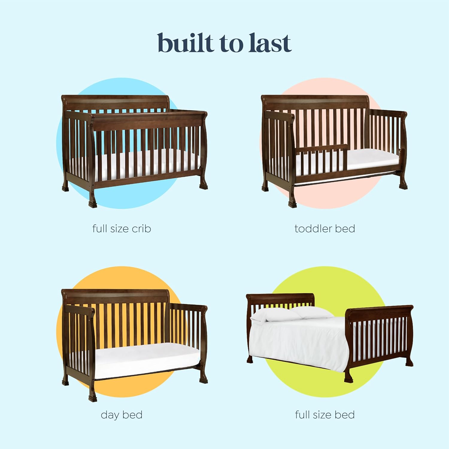 daVinci Kalani 4-in-1 Convertible Baby Crib - Strong, Easy to Assemble GREENGUARD Certified Crib - Convertible to Toddler Bed, Daybed, Full-Size Bed - Four Adjustable Mattress Heights - Espresso