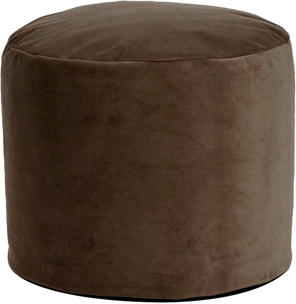 Howard Elliott Collection Tall Round Pouf Ottoman Foot Rest With Cover, Round Stuffed Filled Foot Stool, Fluffy Comfortable Soft Seating for Living Room & Bedroom, 22 x 22 x 18 Inch, Bella Chocolate