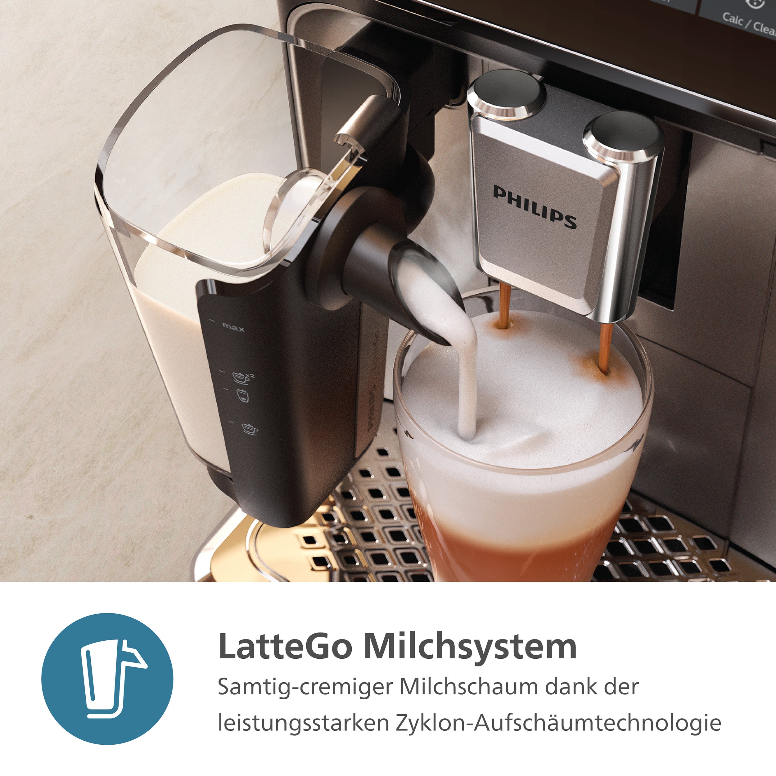 PHILIPS Kaffeevollautomat EP3341/50 3300 Series, 6 Getränke (heiß oder eisgekühlt), LatteGo-Milchsystem, SilentBrew Technologie Klavierlack-Schwarz