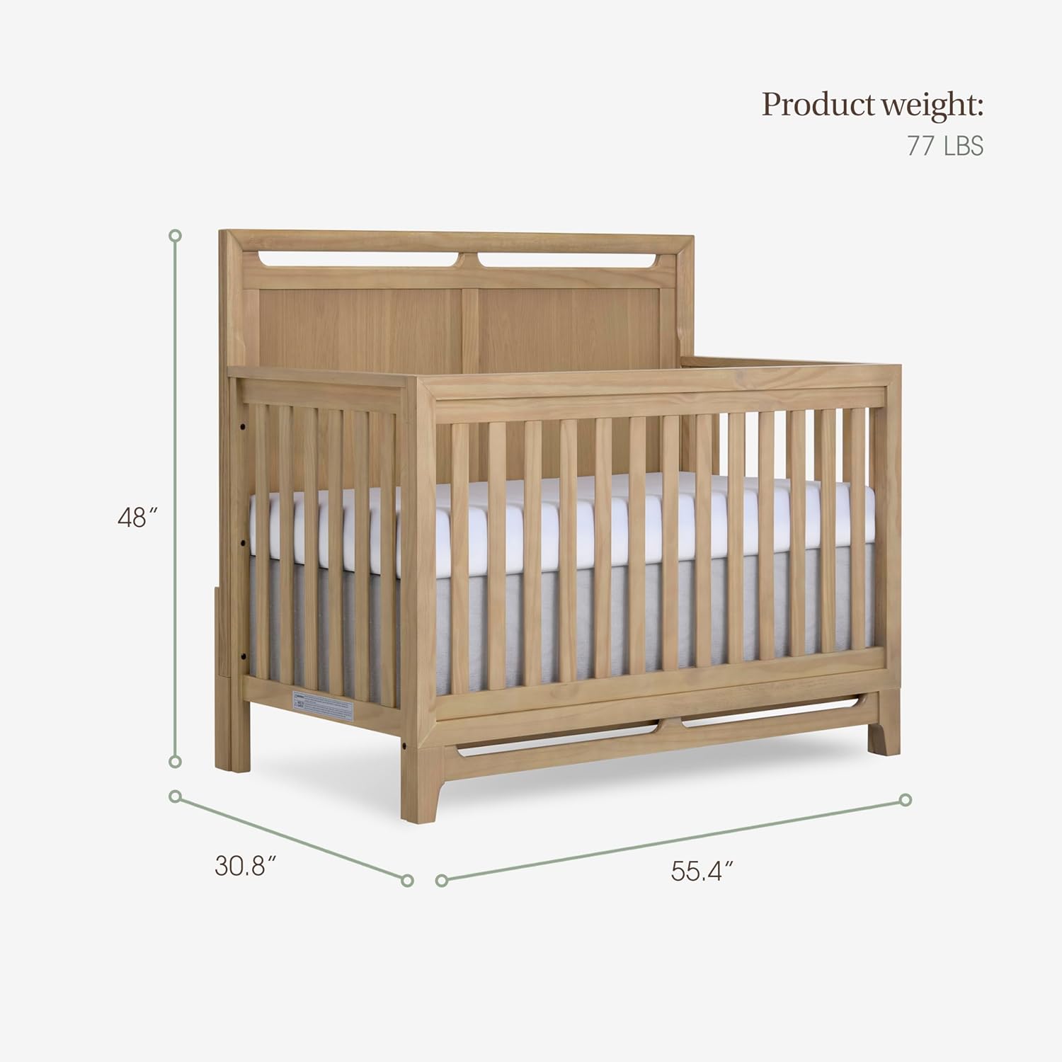 Evolur Bradford 5-in-1 Convertible Full Size Baby Crib, Pinewood Nursery Converts to Daybed, Toddler Bed and Full-Size Bed, 3 Mattress Heights, GREENGUARD Gold & BSA Certified - Alpine Oak
