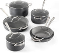 All-Clad HA1® Ceramic Nonstick, 10 Piece Cookware Set - Oven Safe up to 450° & Compatible with All Stovetops (Gas, Electric & Induction), Light Grey