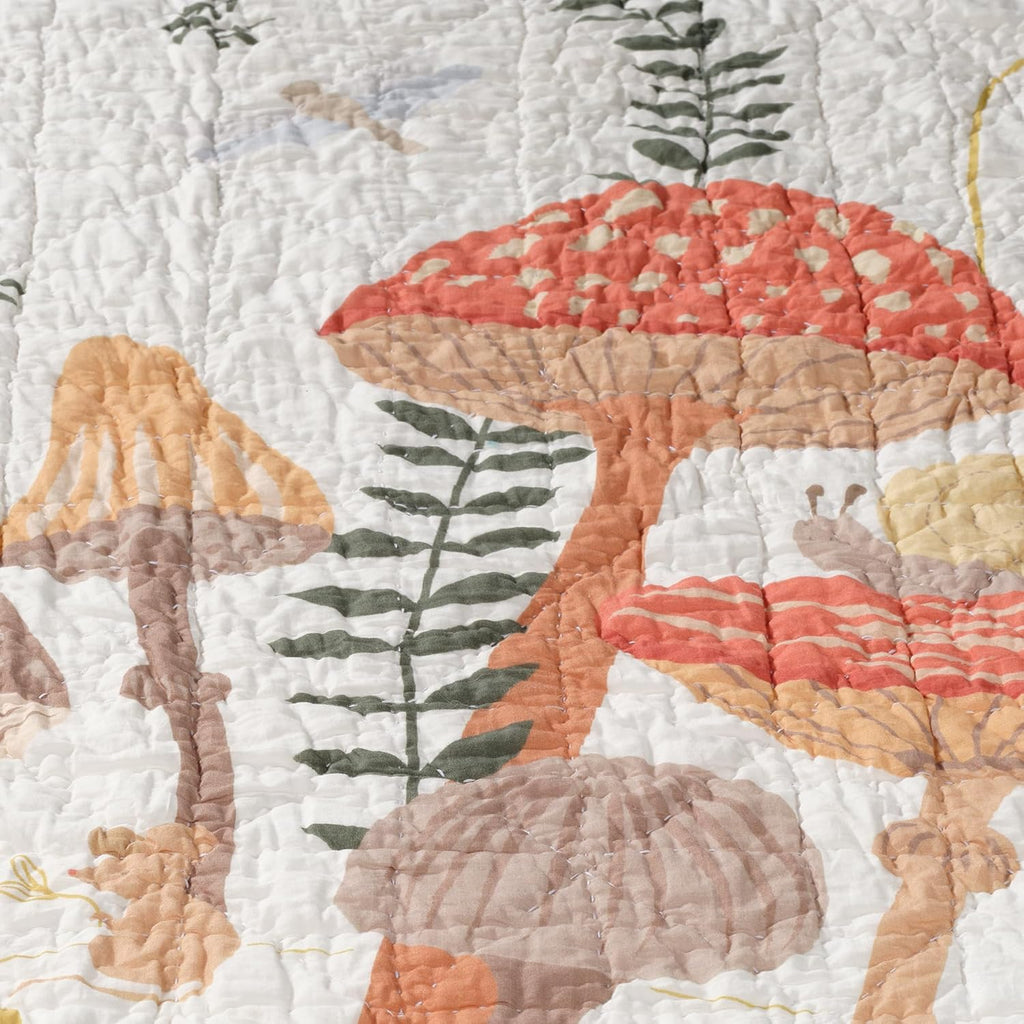 Lambs & Ivy Mushroom Meadow 3-Piece Organic Cotton Infant Baby Crib Bedding Set