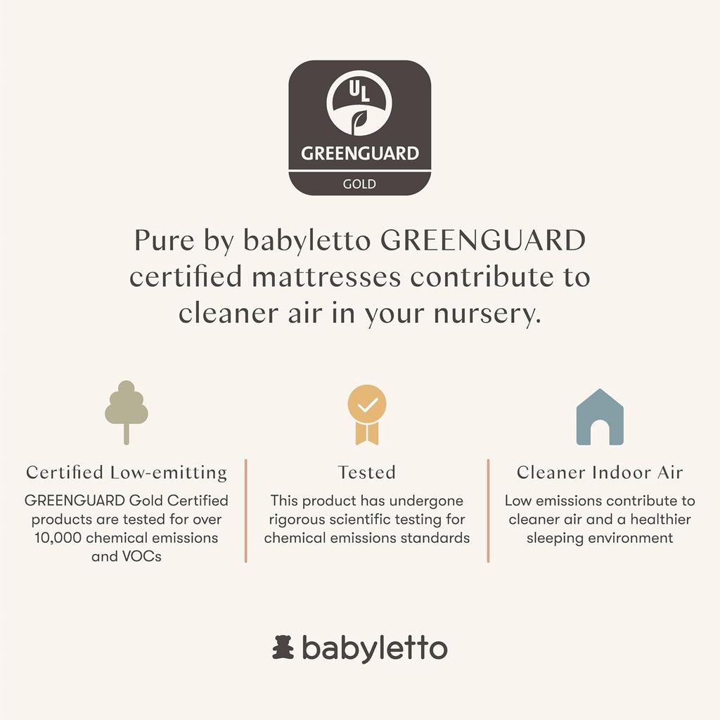 Babyletto Pure Core 4" Midi Crib Mattress, Hybrid Waterproof Cover, Lightweight, Greenguard Gold Certified