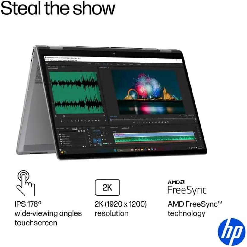 HP OmniBook X Flip Copilot+ PC Laptop Computer, 2-in-1 16" FHD Touchscreen Laptop, AMD Ryzen AI 5, 16GB RAM, 512GB SSD, Lifetime Office + Stylus Pen, USB Hub, Backlit Keyboard, WiFi 6 + BT, Win 11