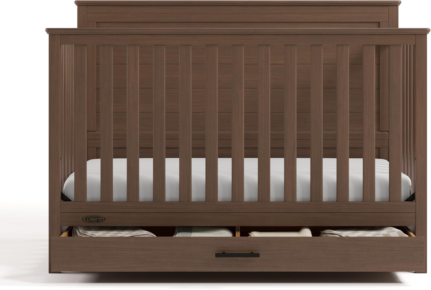 Graco Tristan 5-in-1 Convertible Crib with Drawer (Hazelnut) – GREENGUARD Gold Certified, Fits Standard Crib Mattress, Premium Handle, Converts to Toddler Bed, Daybed, and Full-Size Bed