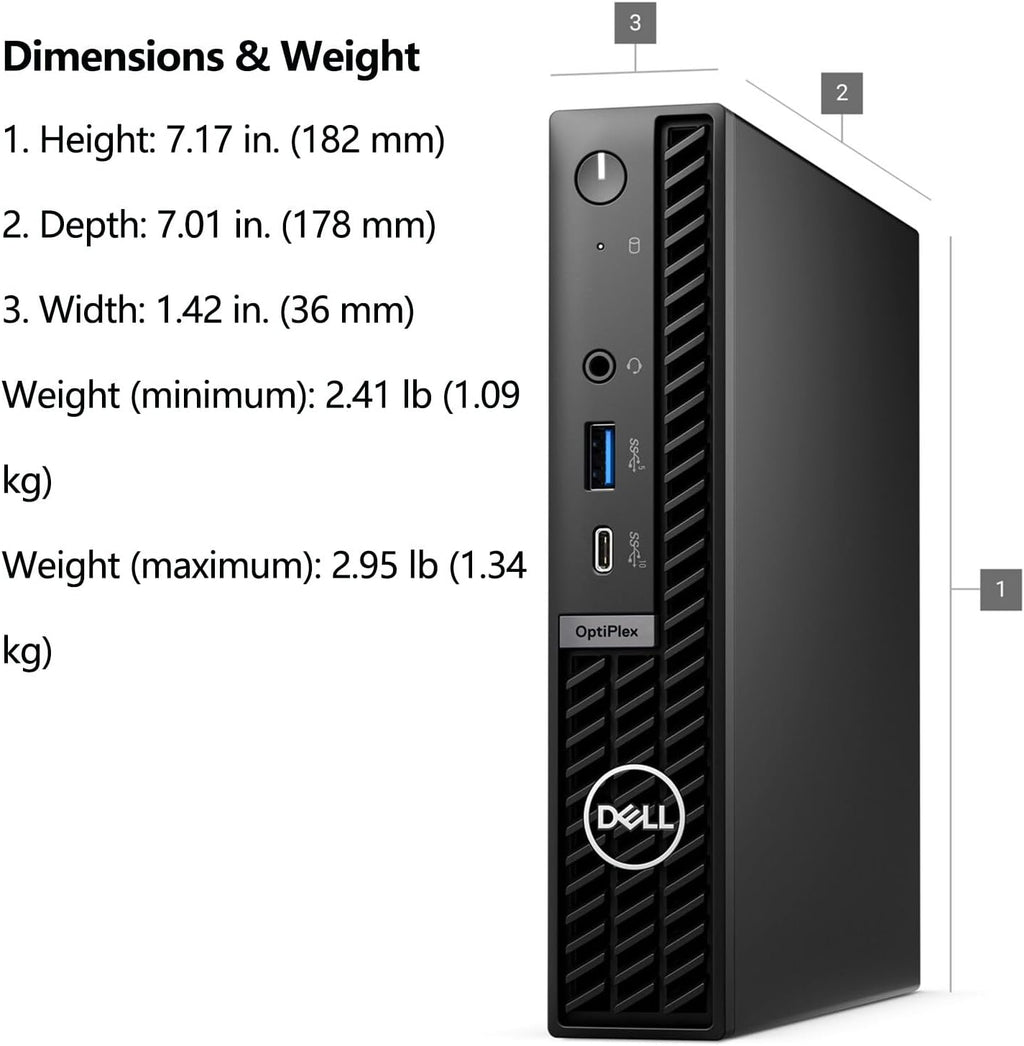 Dell 2026 OptiPlex 7000 Mini Business Desktop, Ultra-Compact for Office & Workspace, 14th Gen i3-14100T CPU, 32GB RAM, 1TB PCIe SSD, WiFi 6E, Triple Display Support (HDMI+2DP), Windows 11 Pro, Black