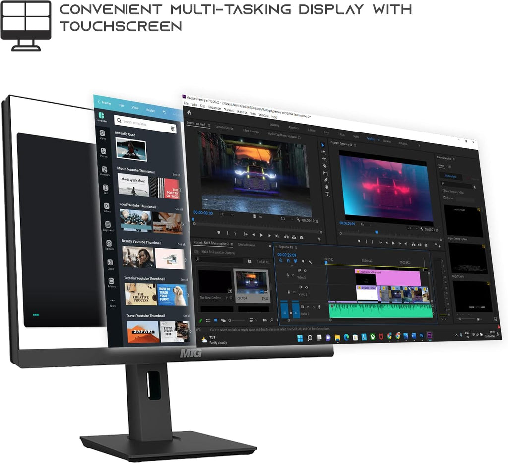 Gaming All in one PC 24 Inch FHD Touchscreen, MTG Yama, Intel Core i5 10th Gen, 16GB RAM, 240GB NVME / 1TB SSD, AMD RX 550 4GB DDR5 Graphics, Webcam, RGB Combo, Windows 11 Home