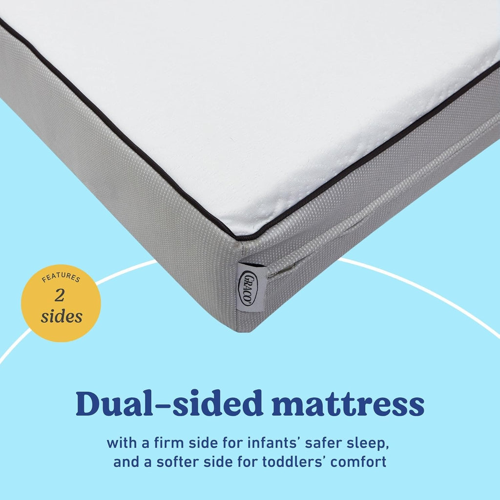 Graco Essentials 6-Inch Dual-Sided Crib & Toddler Mattress — Made in the USA, Firm Support for Infants & Toddlers, GREENGUARD Gold Certified Baby Crib Mattress, Premium Removable Soft Waterproof Cover