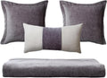 Set of 3 Throw Pillow Cover & 1 Piece Bed Runner Scarf 102x47 Inch, Premium Woven Jacquard Textured Cushion Covers for Sofa & Bed, Dark Gray