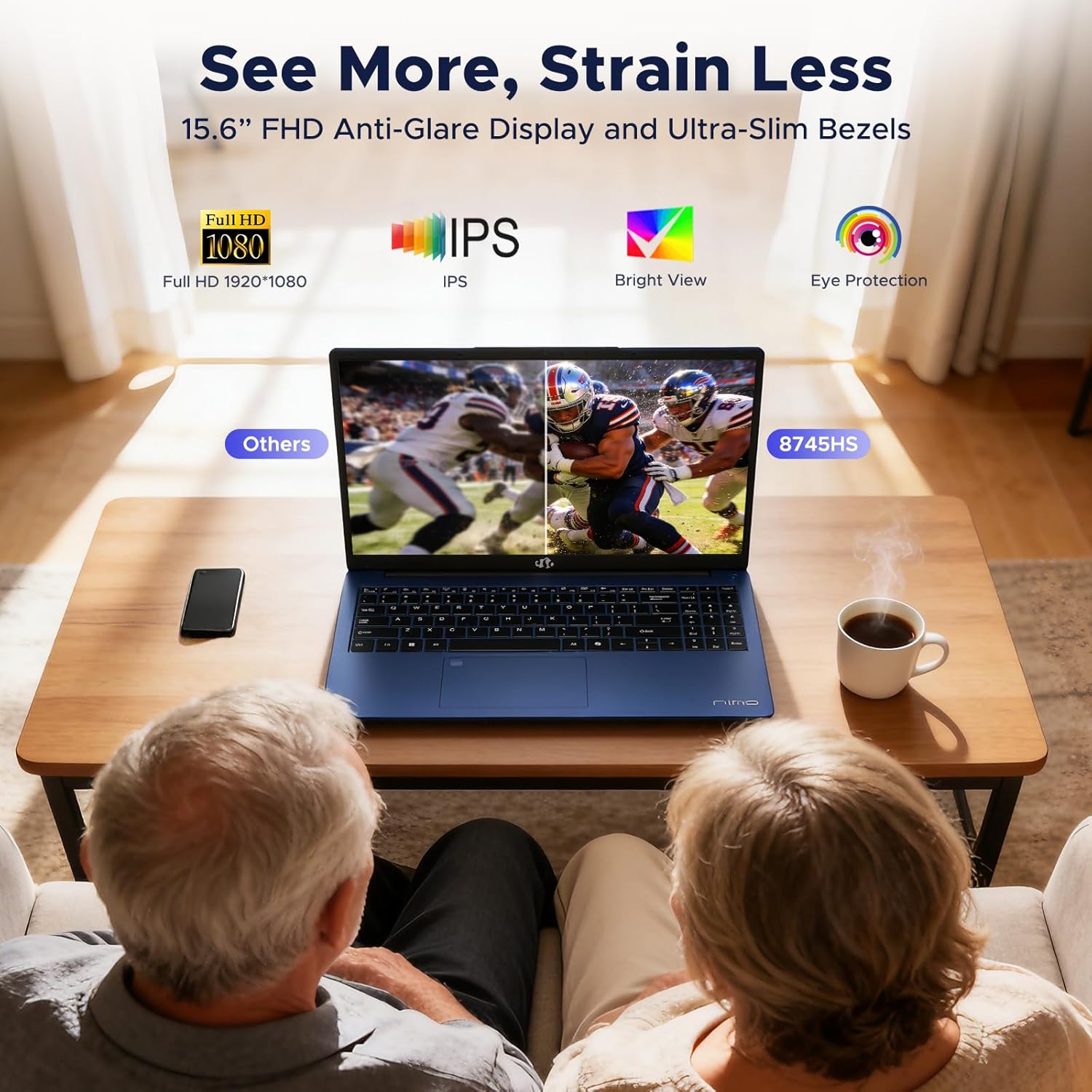 NIMO 15.6" FHD-Business-Laptop, 8 Cores AMD Ryzen 7 8745HS 32GB RAM 1TB SSD (Up to 4.9GHz, Beat R9 7940HS), Radeon-780M, 100W Fast PD for Creators & Professionals Work/Gaming, 2-Year Warranty