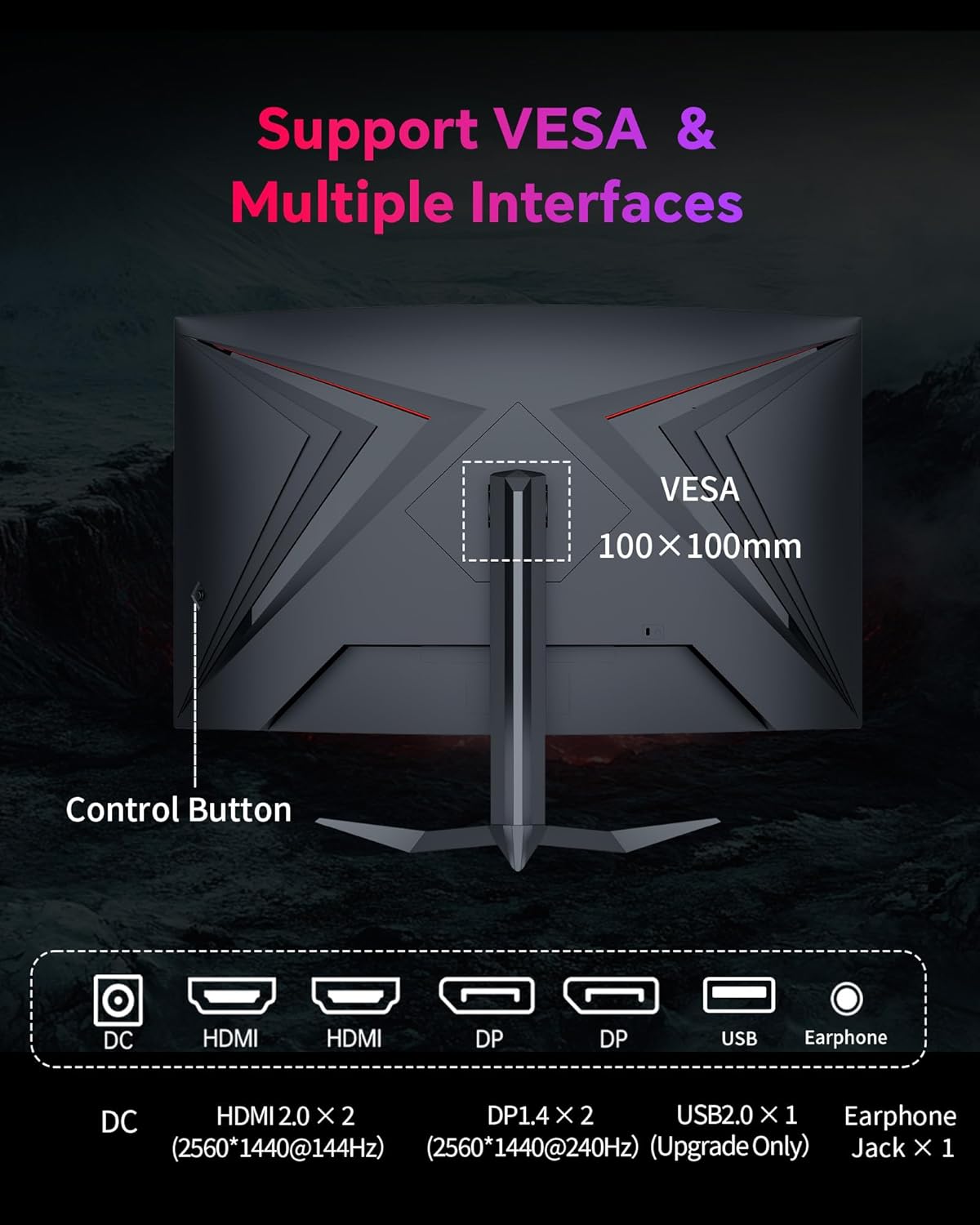 KTC 32 Inch 240Hz Curved Gaming Monitor, 2K 1440P PC Computer Monitor 1000R, 1ms (MPRT), 4000:1 Contrast, 122%sRGB, Adaptive Sync, HDMI Display Port, Tiltable, VESA Mount, H32S25E