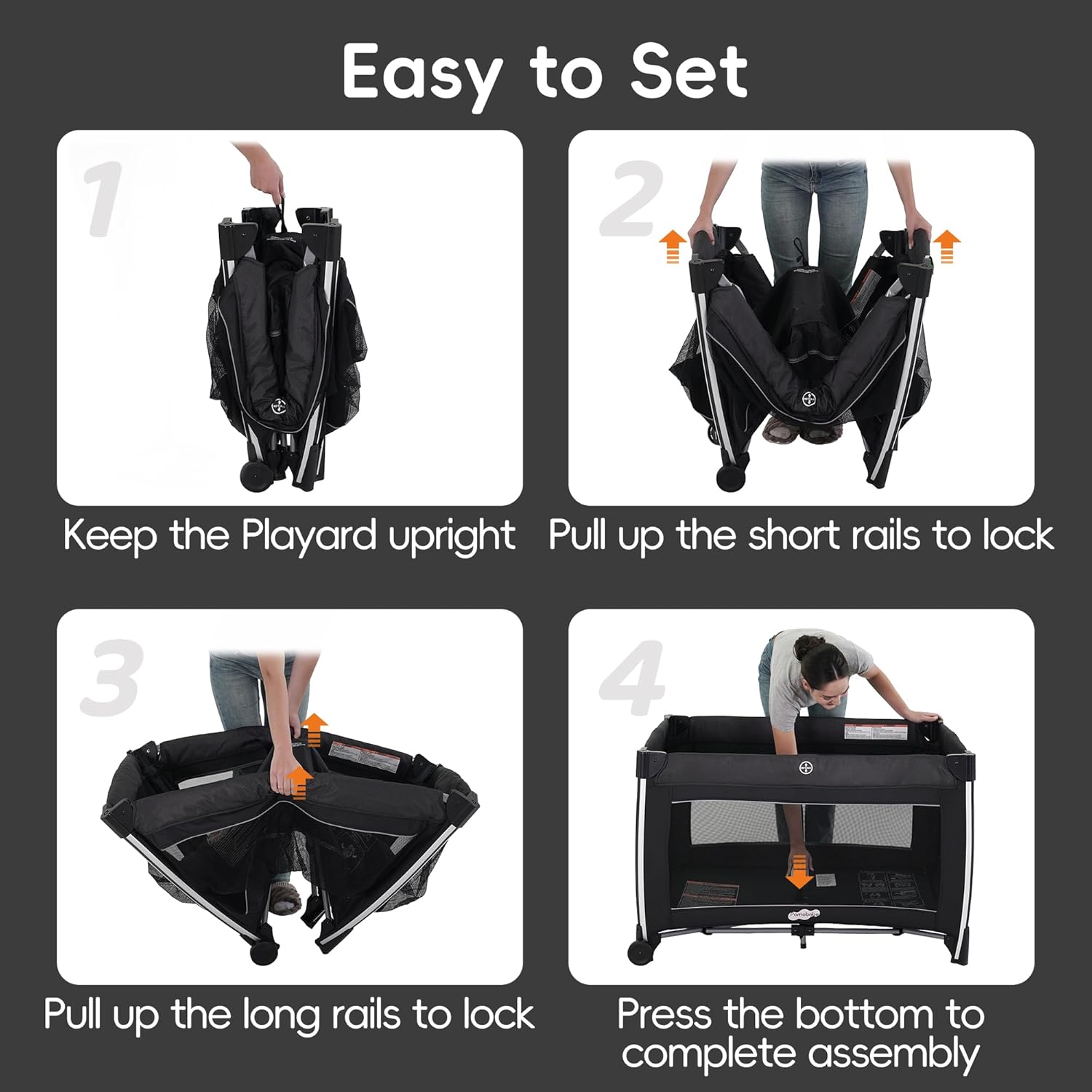 Pamo Babe 4 in 1 Baby Playards with Bassinet & Changing Table, Portable Crib Breathable Mesh and Toy Mobile