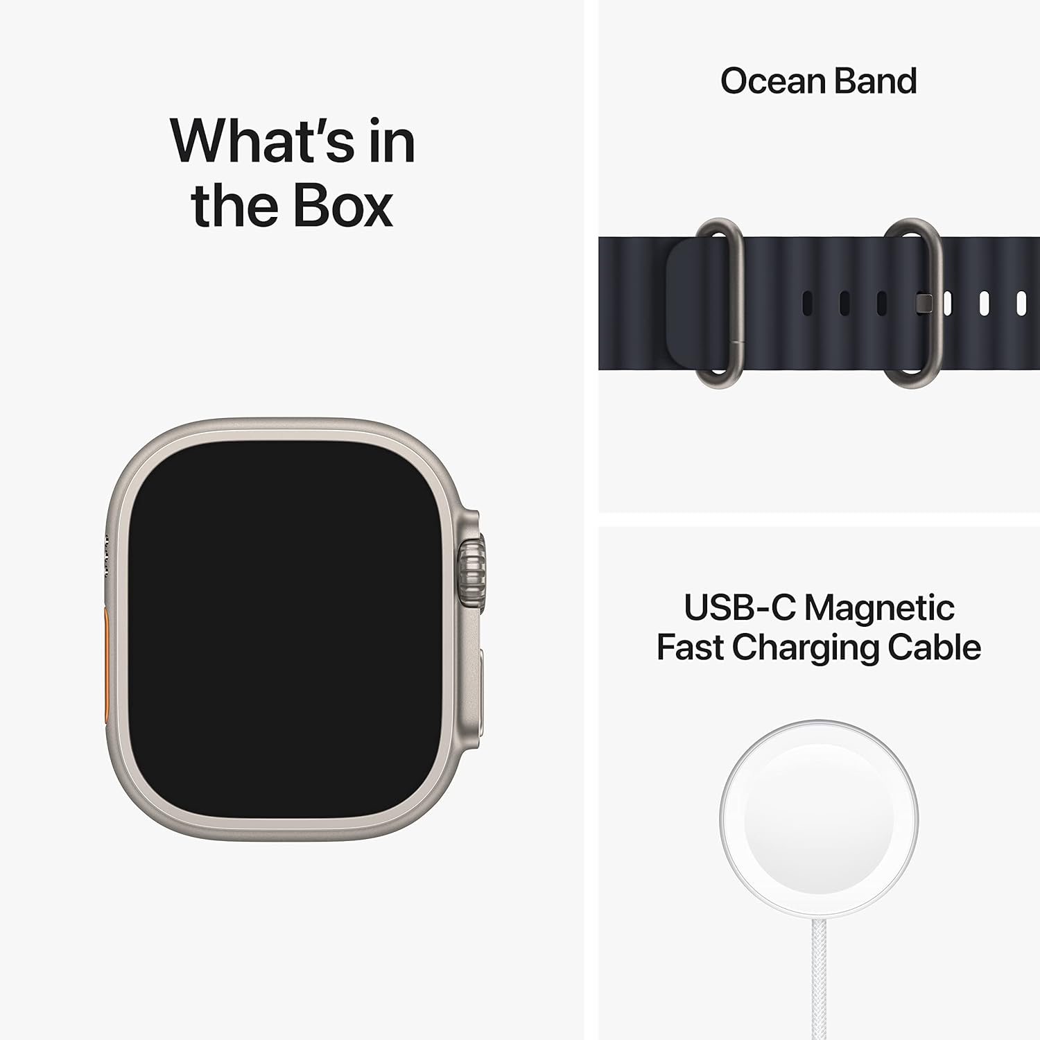Apple Watch Ultra GPS + Cellular 49mm Titanium Case with Midnight Ocean Band, One Size (Renewed)