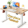 FEZIBO One-Piece Standing Desk, 48"x24" Seamless Tabletop Electric Height Adjustable for Home Office, Study Rooms & Multi-Device Workstations, Maple