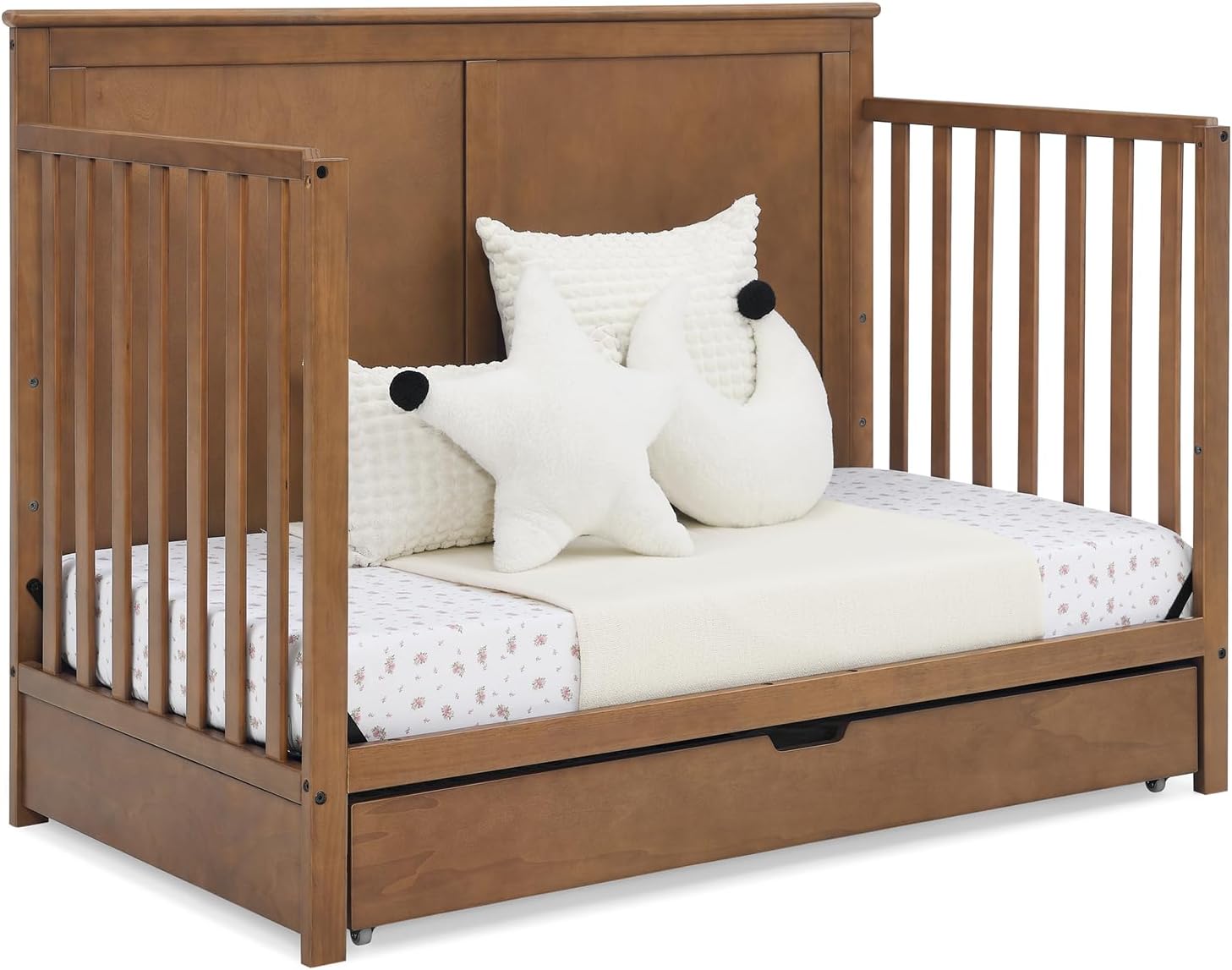 Simmons Kids Logan 6-in-1 Convertible Crib with Underdrawer - Greenguard Gold Certified, Chestnut