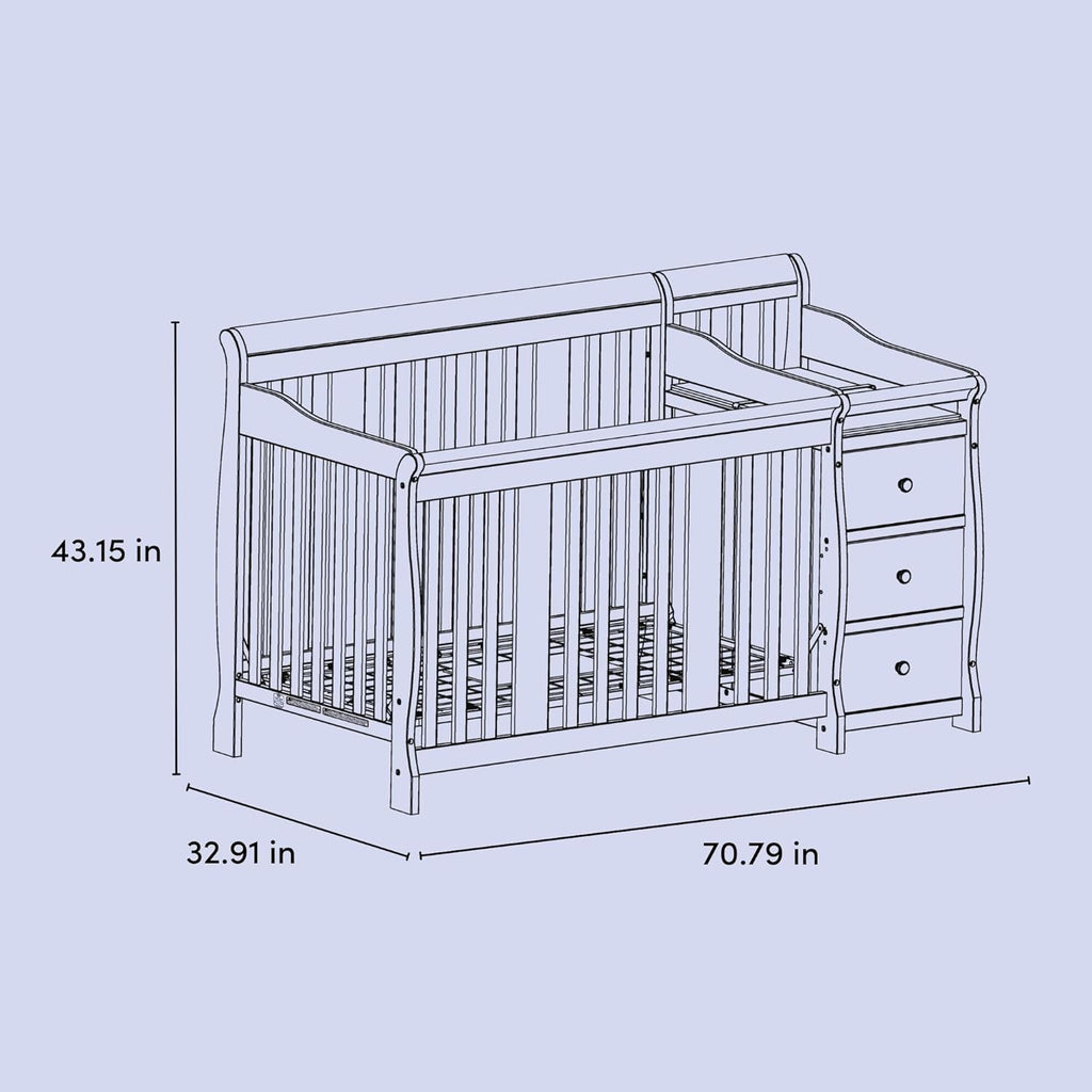 Storkcraft Portofino 5-in-1 Convertible Crib and Changer – Crib and Changing Table Combo with Drawer, Converts to Toddler Bed, Daybed and Full-Size Bed, Storage Drawer (Gray)