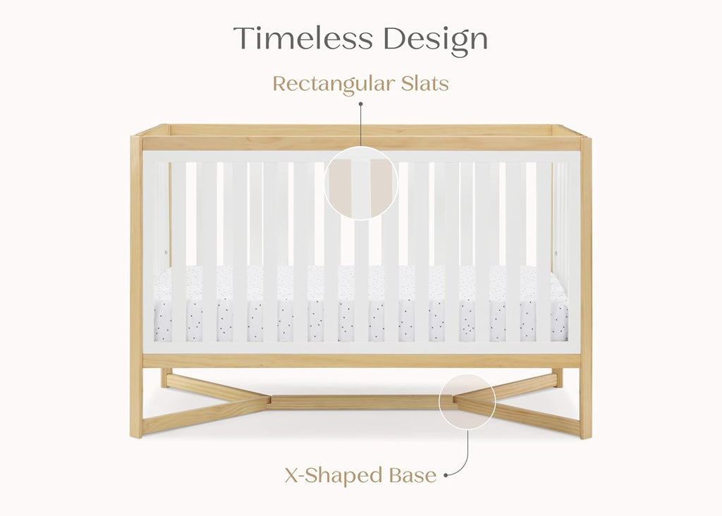 Delta Children Tribeca 4-in-1 Baby Convertible Crib, Bianca White/Natural