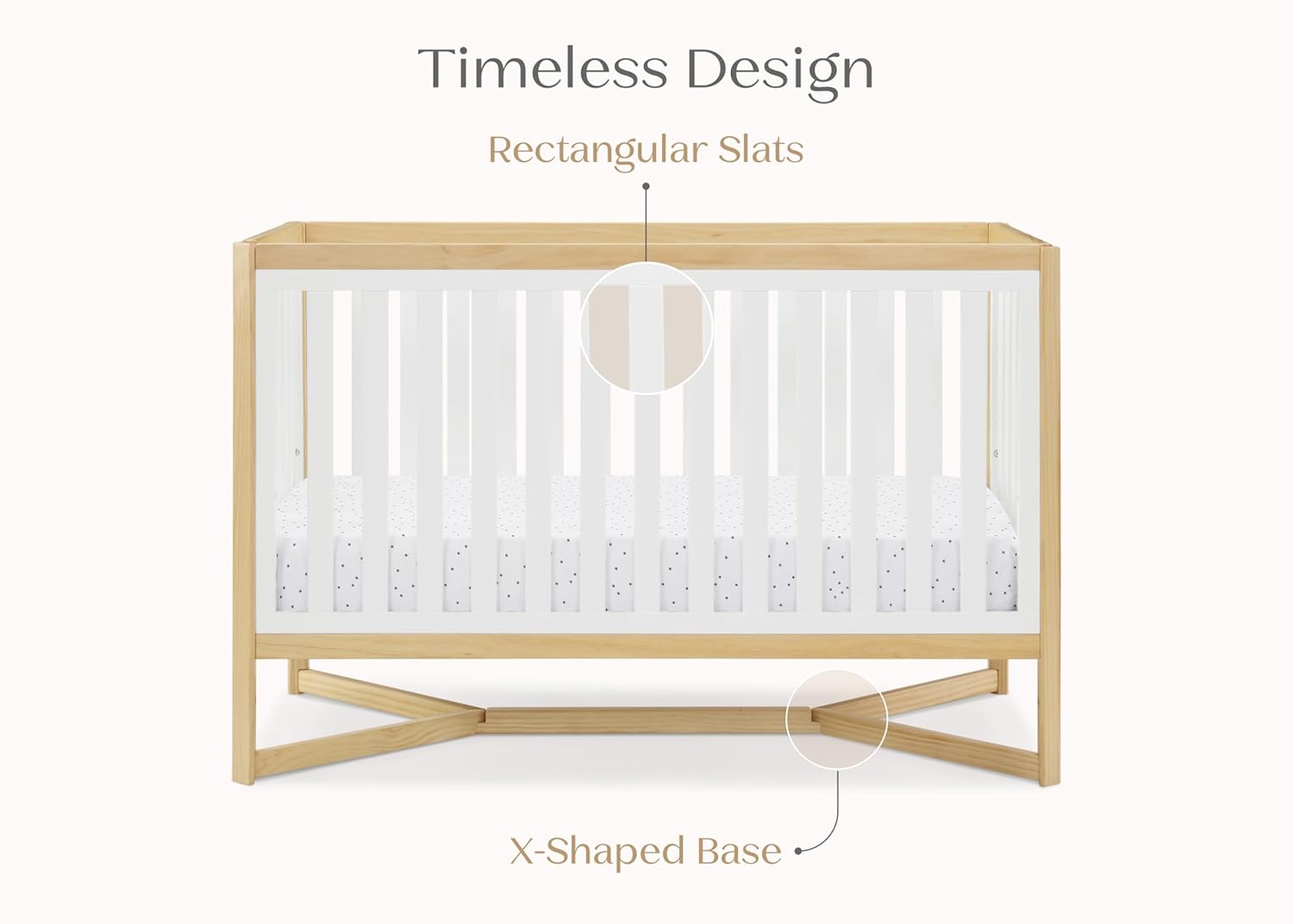 Delta Children Tribeca 4-in-1 Baby Convertible Crib, Bianca White/Natural