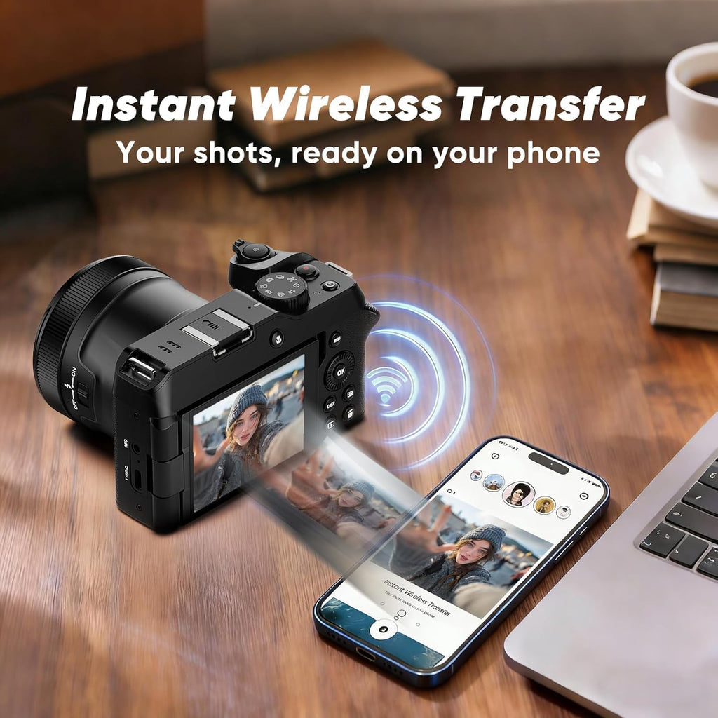 ORDRO Digital Cameras for Photography 5K-80MP Auto Focus Video Cameras for YouTube, 18X Zoom Camera with 180° Flip Screen, 2 Batteries, Lens Hood & 32GB Memory Card