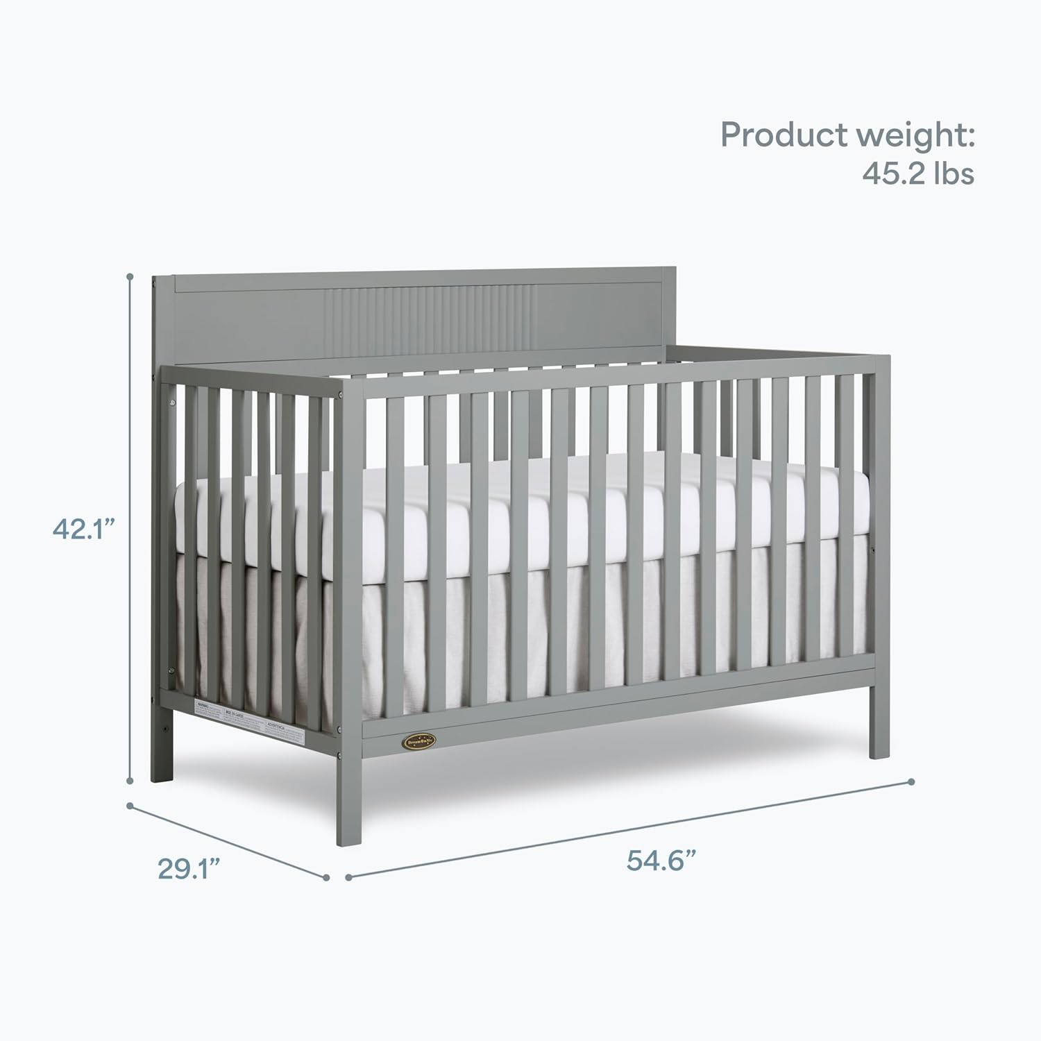 Dream On Me Ivy 5-in-1 Convertible Full-Size Baby Crib in Seagrass, GreenGuard Gold & JPMA Certified, 3 Mattress Heights, Converts to Toddler, Day & Full-Size Bed, Safe & Stylish Nursery
