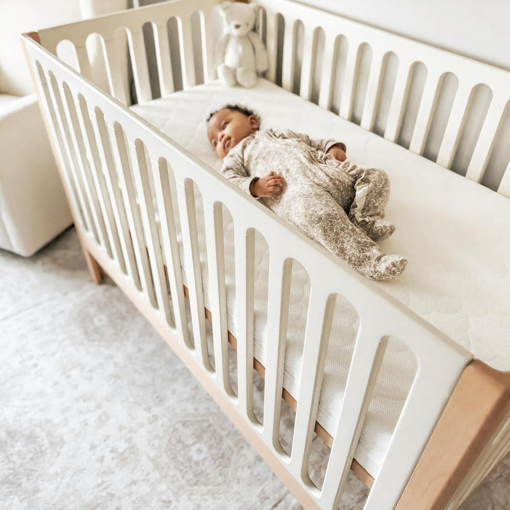 Newton Baby Galileo Standard Crib, Solid Beech Wood in Natural/Dove 2-Tone Color, 3-in-1 Convertible Crib with Toddler Bed Conversion Kit, Ultra-Safe Non-Toxic Finish